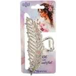 Заколка-краб для волос «AKS - DesignPRO», перо, цвет золото и хром, 11*5см