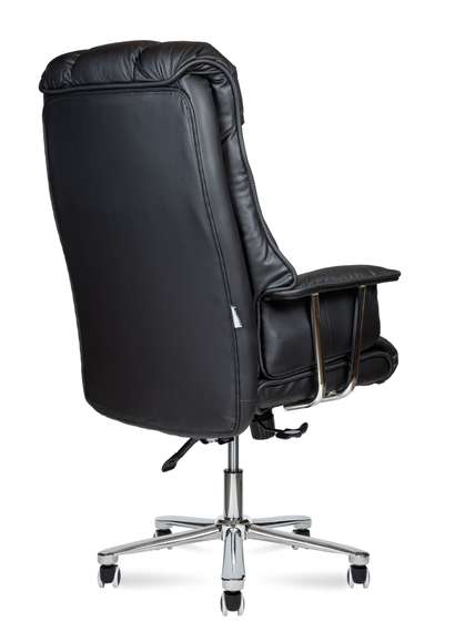 Кресло офисное Норден / Президент / сталь + хром / черная  экокожа