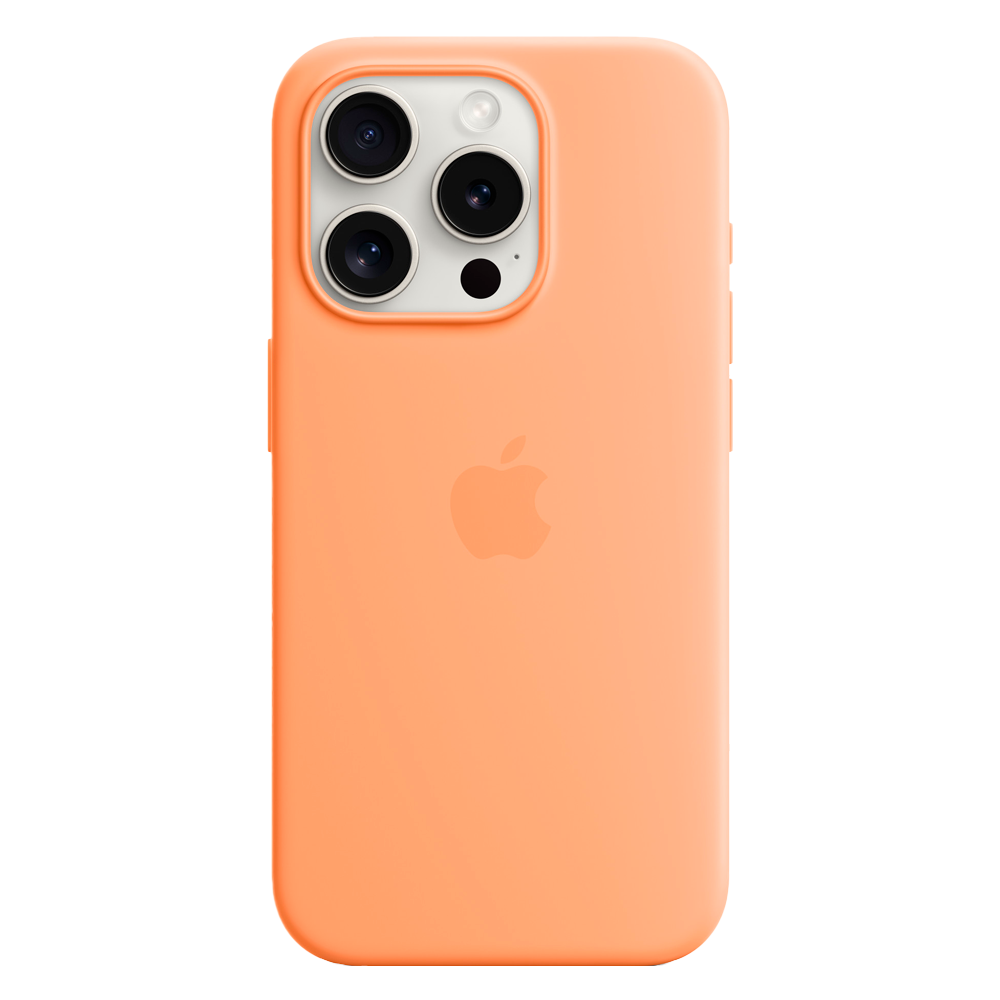 Силиконовый чехол с поддержкой MagSafe Apple Silicone Case для iPhone 15 Pro, Orange Sorbet (Апельсиновый сорбет)