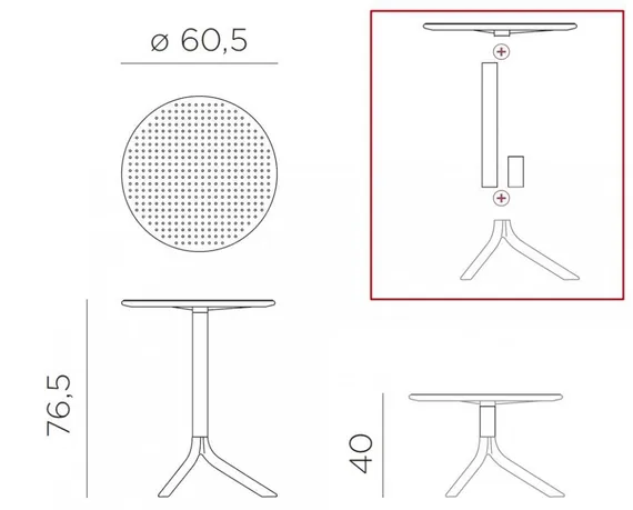 Регулируемый пластиковый стол Step Ø60 см, зеленый