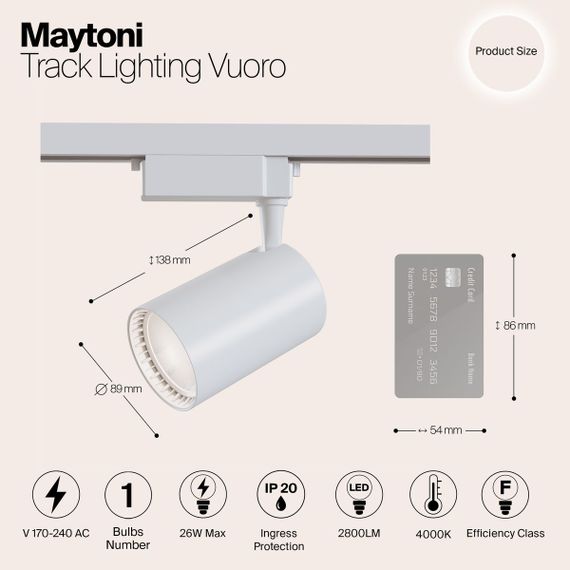 Трековый светильник Maytoni Technical TR003-1-30W4K-W