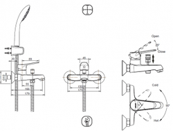 Смеситель для ванны с коротким изливом с аксессуарами Bravat Eco