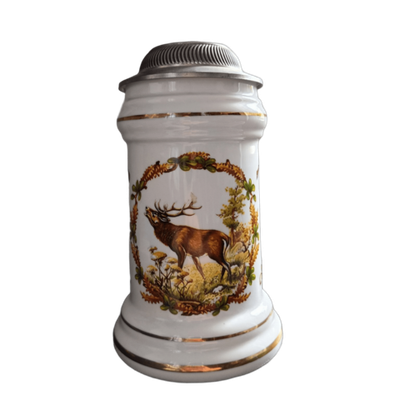 Кружка пивная "Олень" (керамика с оловянной крышкой)