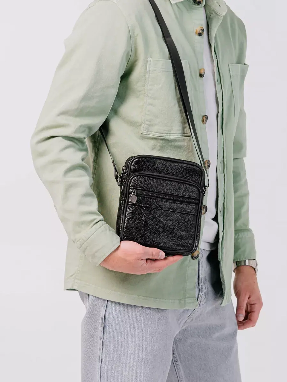 Сумка через плечо кожаная барсетка