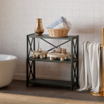 Стеллаж деревянный напольный Юск из массива сосны 3 полки, изумрудный