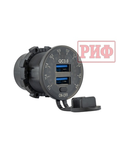 Розетка USB 2 QC 3.0 с вольтметром