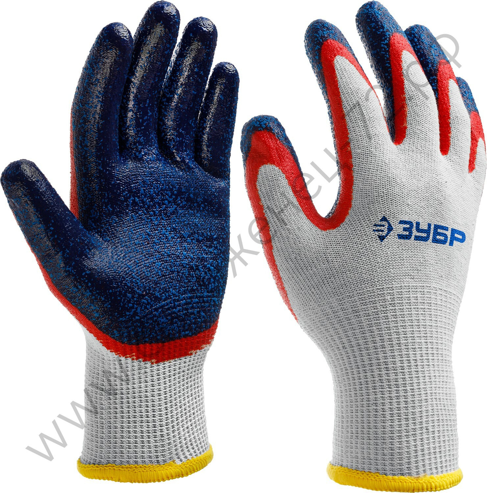 ЗУБР ЗАХВАТ-2, текстурированное покрытие, размер S-M, перчатки с двойным нитриловым обливом, Профессионал (11454-S)
