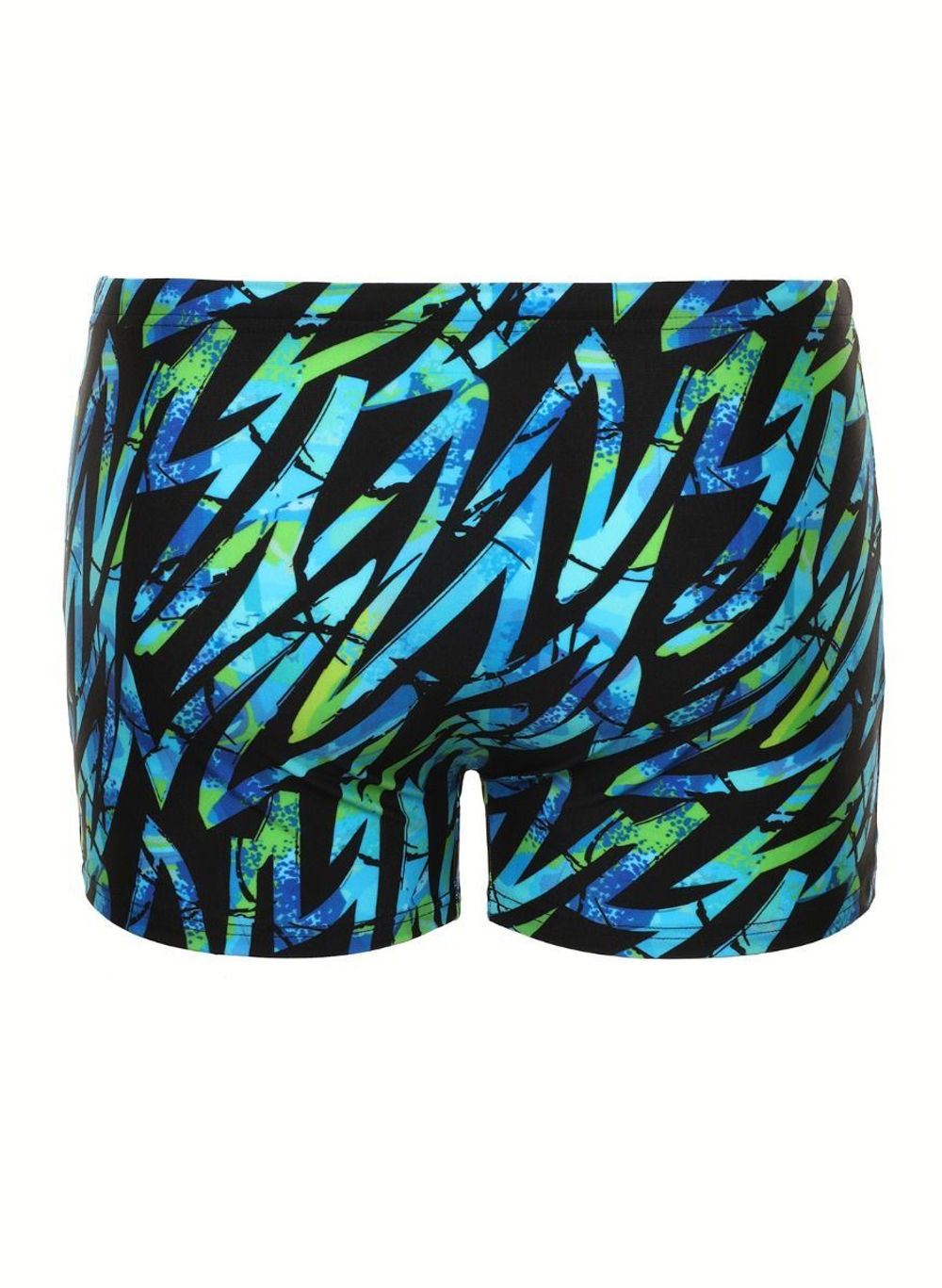 Мужские плавки-боксеры +size с цветными зигзагами (Размер: 4X) (Цвет: голубой с черным)