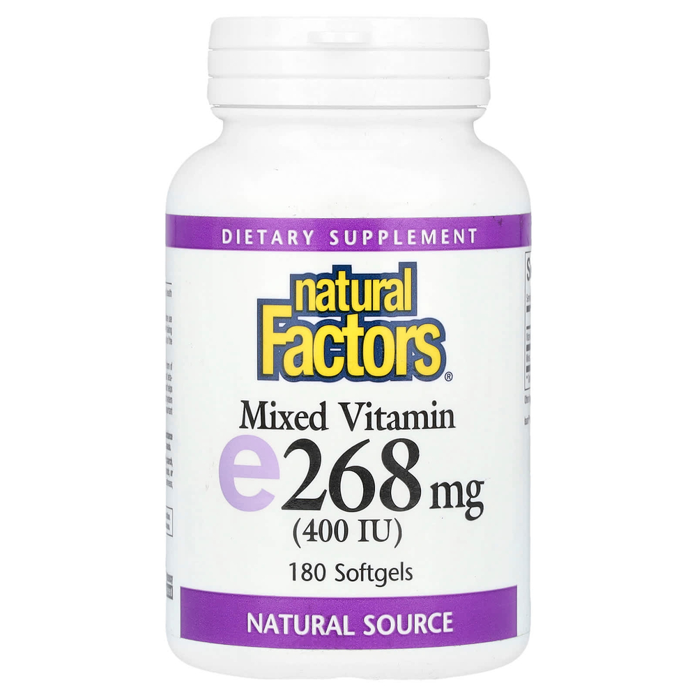 Natural Factors, смешанный витамин E, 268 мг (400 МЕ), 180 мягких таблеток
