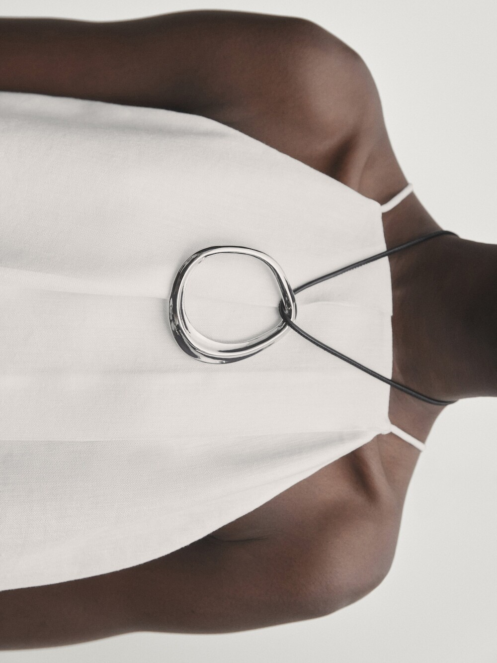 Massimo Dutti Короткий топ из льняной смеси, кремовый