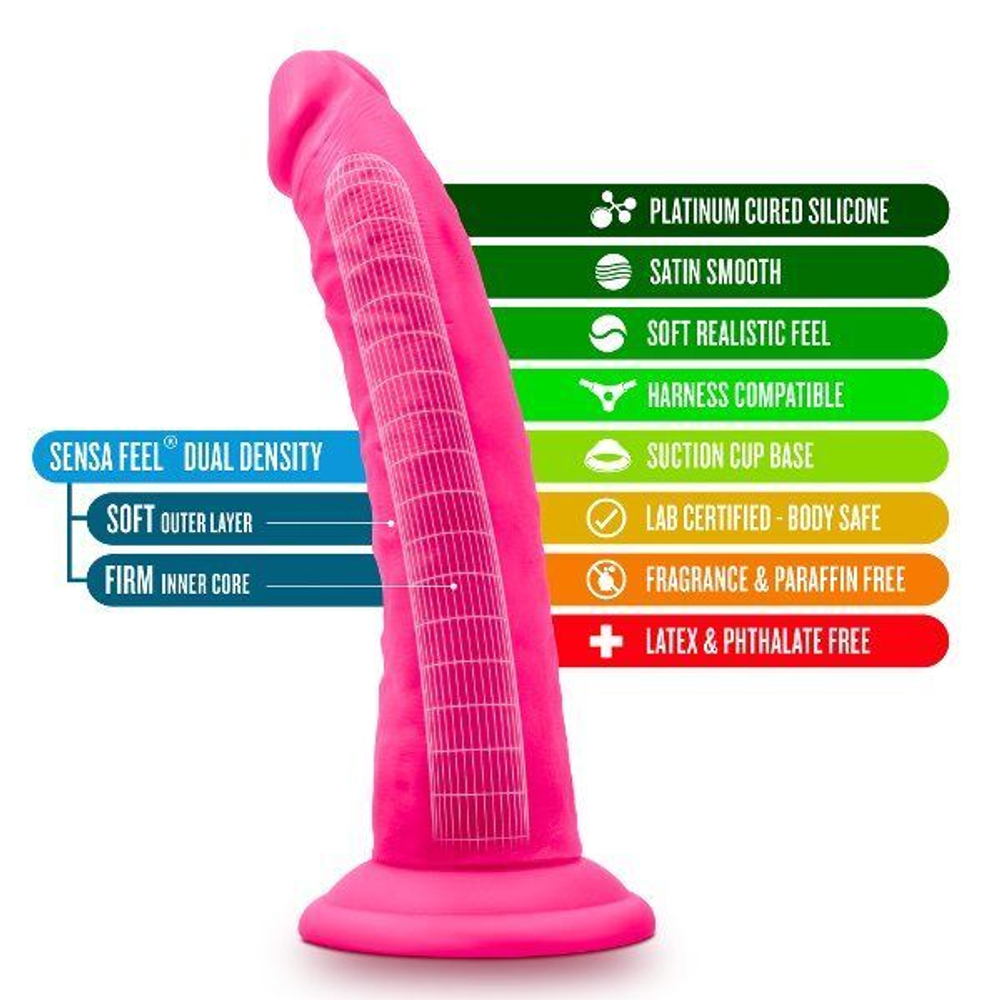 Розовый фаллоимитатор 7.5 Inch Silicone Dual Density Cock - 19 см. (Цвет: розовый)