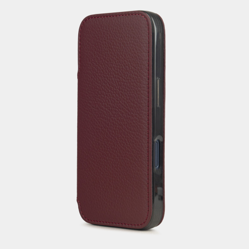 Чехол-книжка для iPhone 17 Pro - кожа теленка, бордовый
