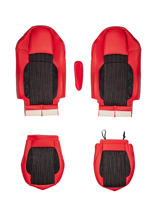 Чехлы Люкс FOTON Auman (экокожа, красный, черная вставка)