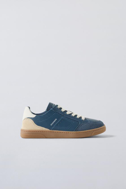 ZARA КОЖАНЫЕ КРОССОВКИ, МОРСКЙ СИНИЙ