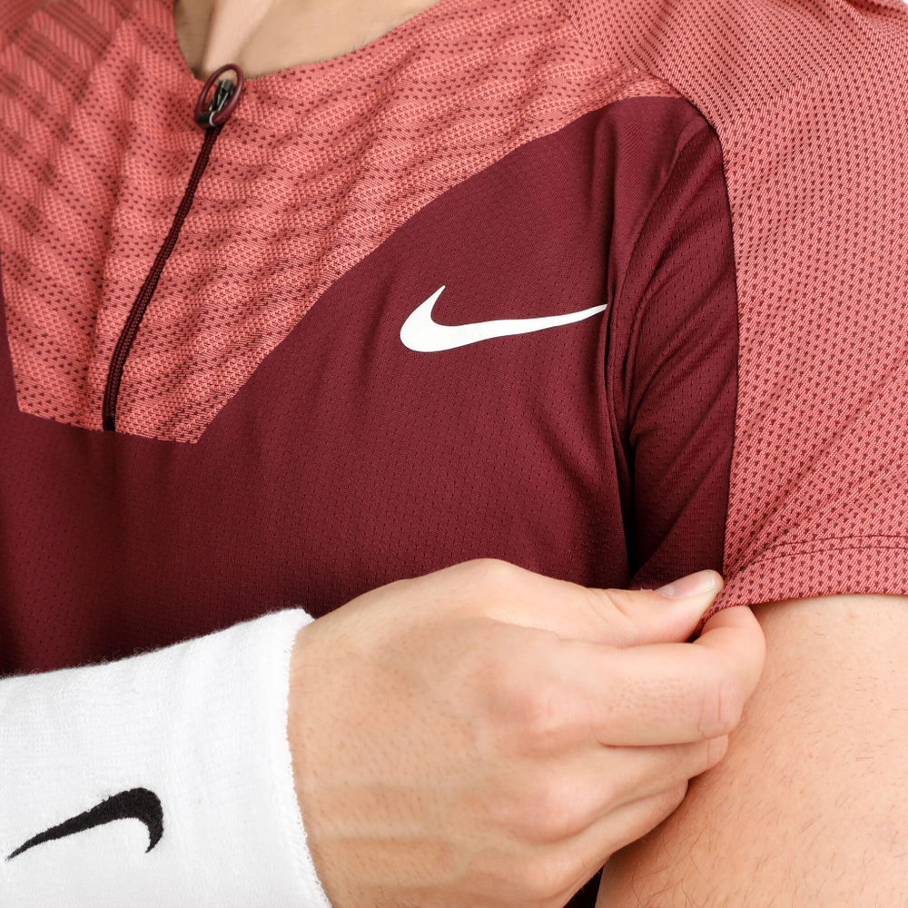 Мужское теннисное поло Nike Dri-Fit Advantage Court Slim UL RG Polo Men - Dark Red, Antique Pink