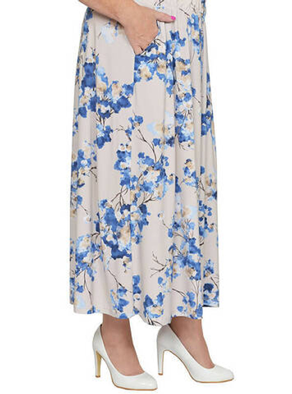 Юбка-трапеция Синие цветы