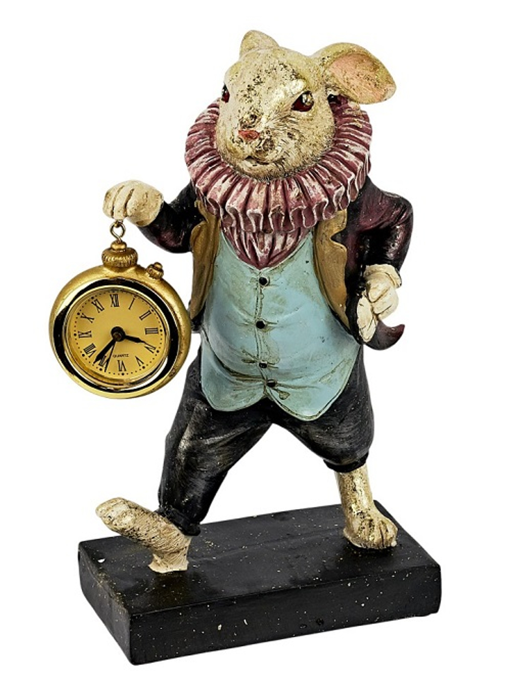 Кролик с часами в голубом 15*10*24см полирезин