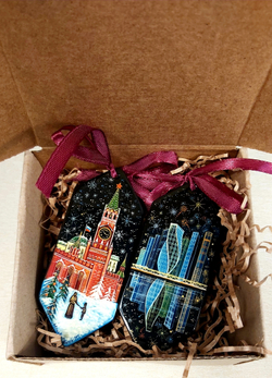 Набор ёлочных игрушек Конфеты с ручной росписью "Москва "