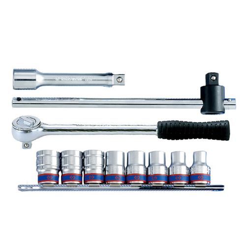 KING TONY (4311MR) Набор торцевых головок с принадлежностями 1/2", 6-гранные, 10-19 мм, 11 предметов