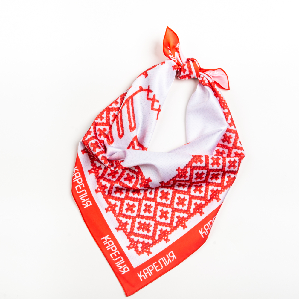 Шейный платок «Карельский орнамент», 70×70 см