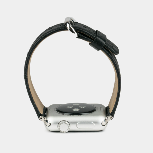 Ремешок для Apple Watch 44/45/46 mm из кожи страуса, черного цвета