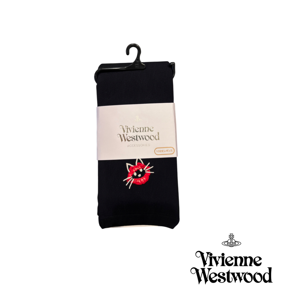 VIVIENNE WESTWOOD ЛЕГГИНСЫ ЧЕРНЫЕ С ВЫШИВКОЙ В ВИДЕ КОТА
