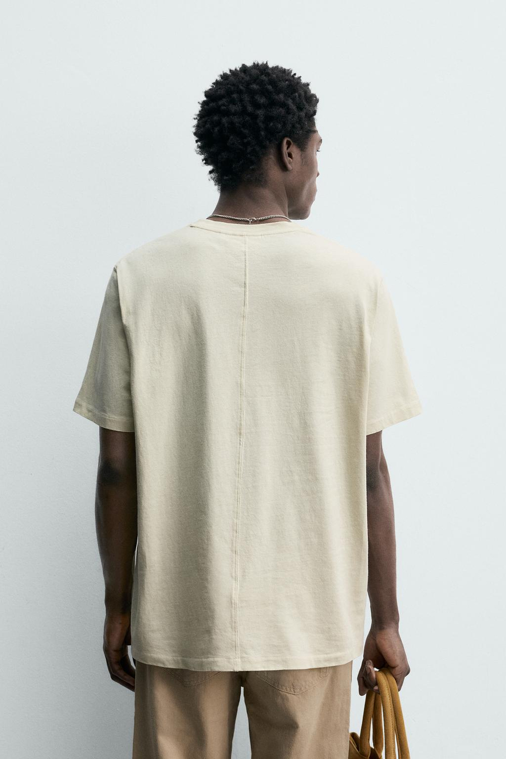 ZARA ФУТБОЛКА REGULAR FIT LIGHTWEIGHT ORIGINS, ПЕСОЧНЫЙ