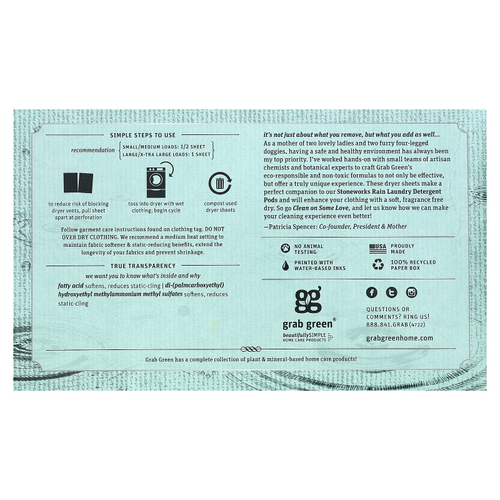 Grab Green, Stoneworks, салфетки для сушки волос, от дождя, 80 биоразлагаемых салфеток