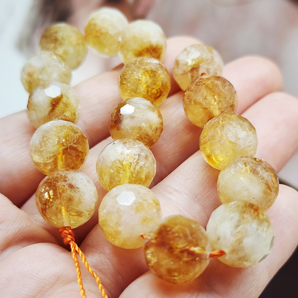 Цитрин, бусина шар 12мм, огранка, штучно