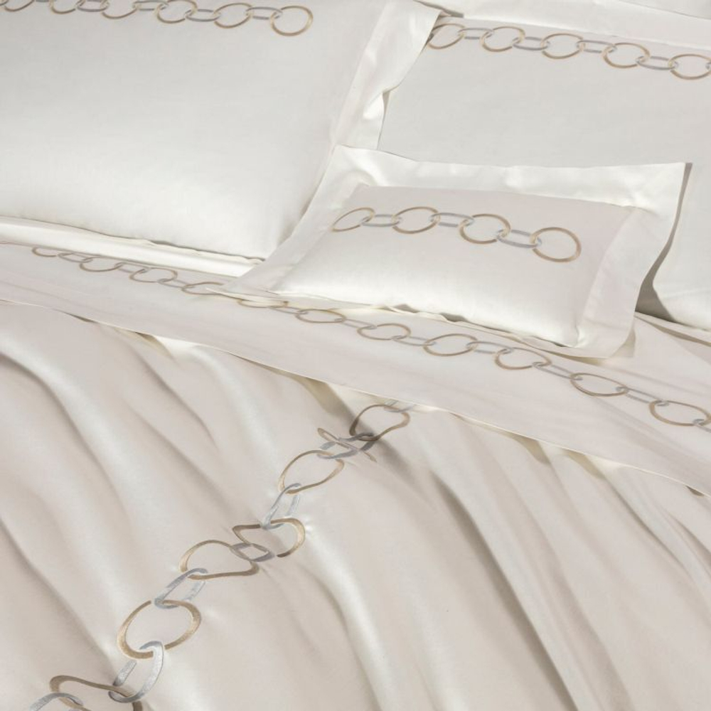 Постельное белье Frette Links Embroidery Savage Beige/Rock (240 x 220 см)