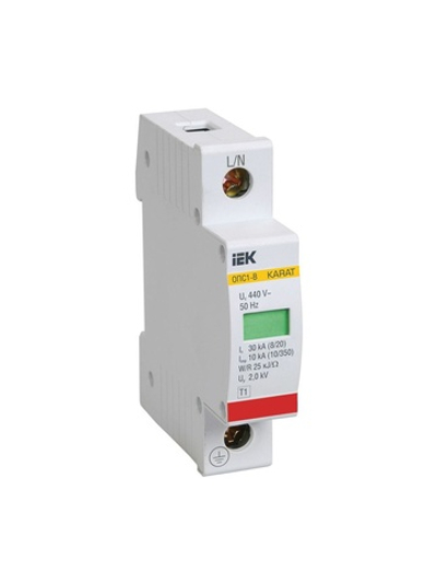 Ограничитель перенапряжения ОПС1-B 1P KARAT IEK MOP20-1-B