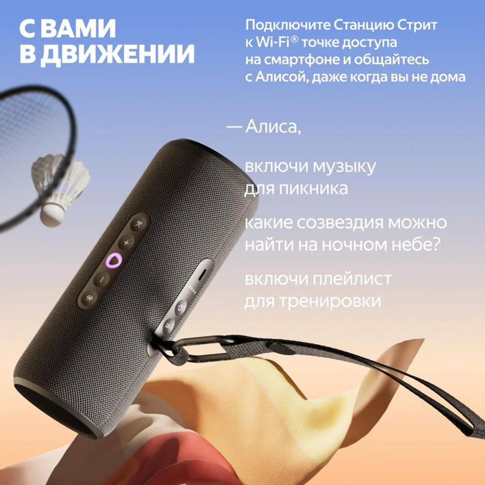 Умная колонка ЯНДЕКС Станция Стрит, 30Вт, с Алисой, черный [yndx-00030blk]