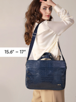 Сумка для ноутбука 15,6" и 17" с ремнем на плечо и 3 отделениями (Лакированный синий)