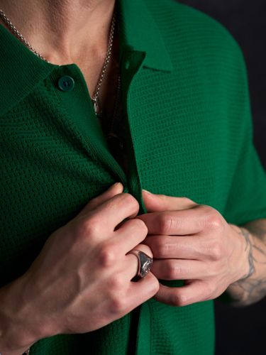 Зеленая трикотажная рубашка Laine с коротким рукавом