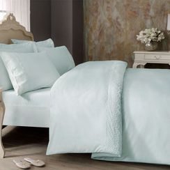 Постельное белье OLIVIA бирюза с кружевом  deluxe TIVOLYO HOME Турция