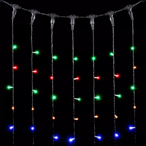 Светодиодный занавес 2*3 м., 600 разноцветных LED ламп, черный провод ПВХ, LTC (PCL602-11-2M)