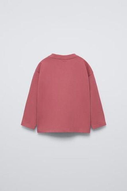ZARA ОДНОТОННЫЙ ЛОНГСЛИВ MEDIUM WEIGHT, МАЛИНОВЫЙ