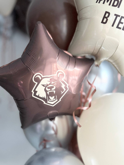 Воздушные гелиевые шары тематика хоккей/клюшка/шайба шоколад/песок/хром серебро №4948