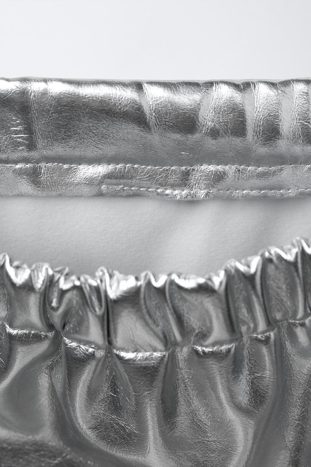 ZARA МЕТАЛЛИЗИРОВАННАЯ ЮБКА С БАНТАМИ, СЕРЕБРИСТЫЙ