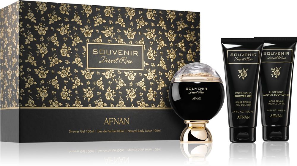 Afnan eau de parfum 100 мл + Крем для душа 100 мл + лосьон для тела 100 мл Souvenir Desert Rose