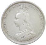 Великобритания 1 шиллинг (shilling) 1887 с портретом королевы Виктории (VF)