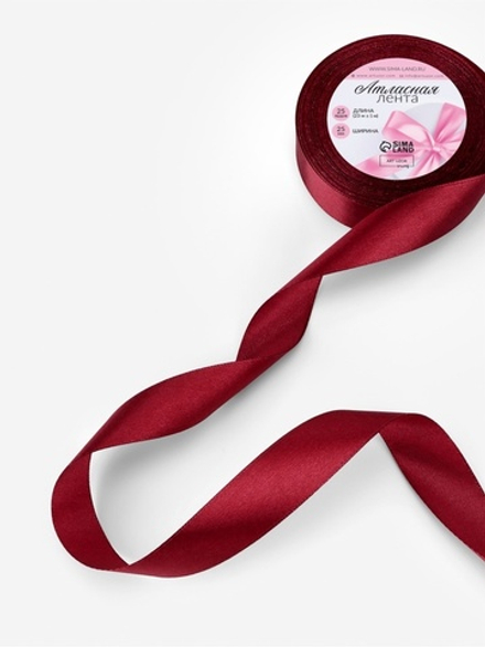 Лента атласная, 25 мм, 23±1 м, бордовая №37