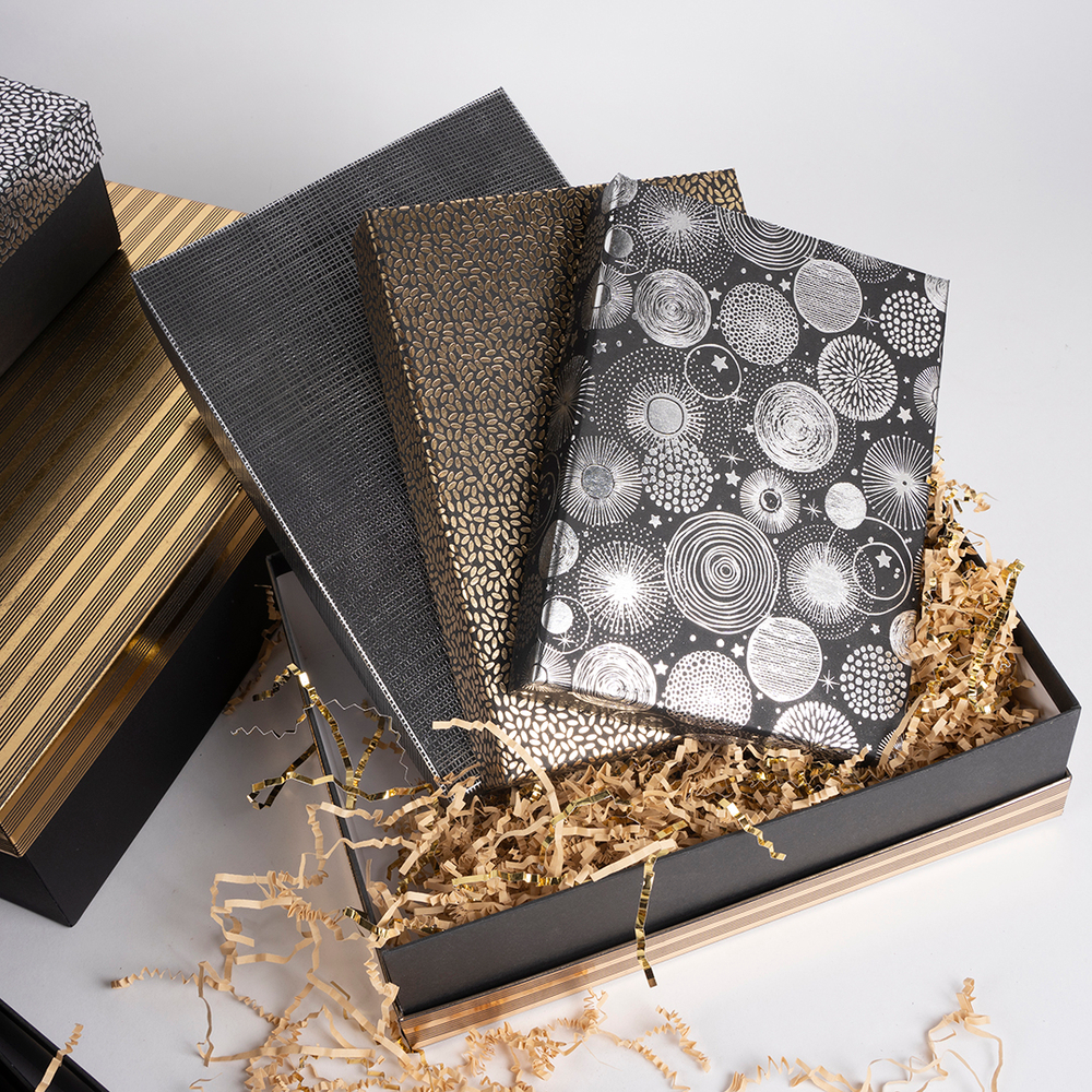 Коробка Строгий микс, Черный/Золото/Серебро, Металлик