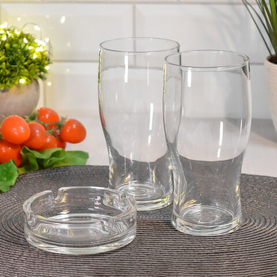 Набор 3 предмета (2 бокала для пива 500мл, пепельница) Без декора