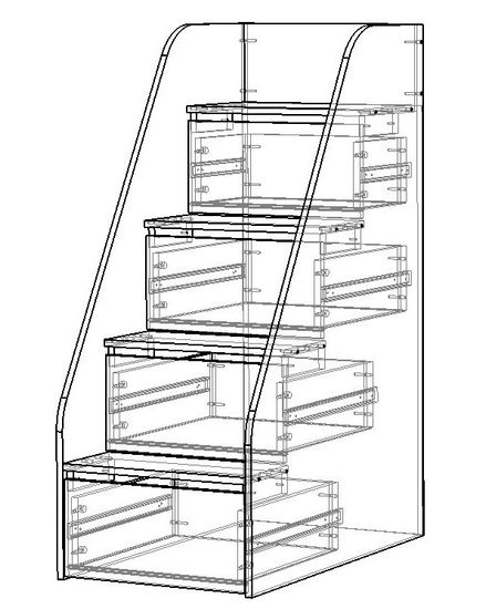 Лестница АМИ /514*1274*868/ венге / дуб выбеленный