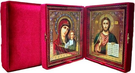 Складень средний красный: бархат, стекло (22х19х7) (4003-1466) (Белив)