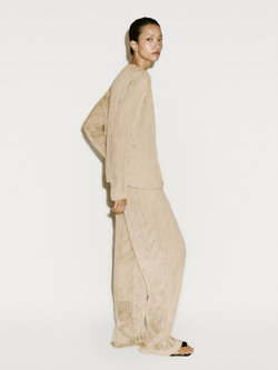 Massimo Dutti Струящиеся брюки в складку - Limited Edition, ванильный