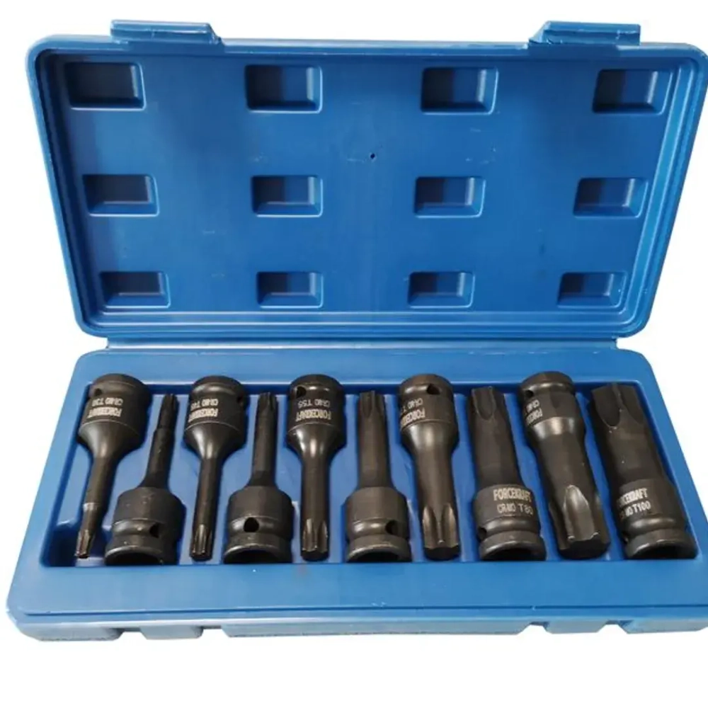 Набор головок-бит TORX ударных 10пр.,1/2''(T30, T40, T45, T50, T55, T60, T70, T80, T90, T100), в кейсе FORCEKRAFT FK-41013MPB