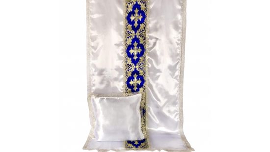 Комплект атласный вставка парча Синий