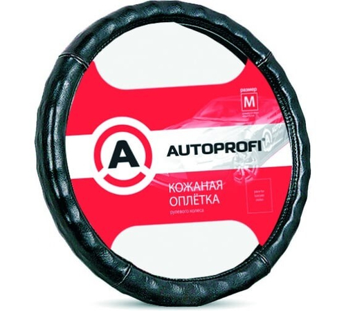Оплетка руля L 39-40 см кожа Luxury барсеточная ребристая черная (AUTOPROFI)